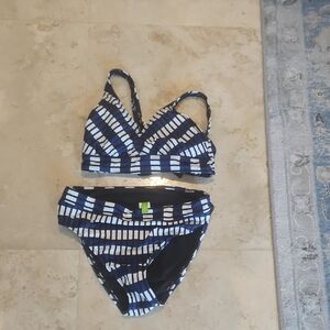 Next Black and Blue Striped Bikini